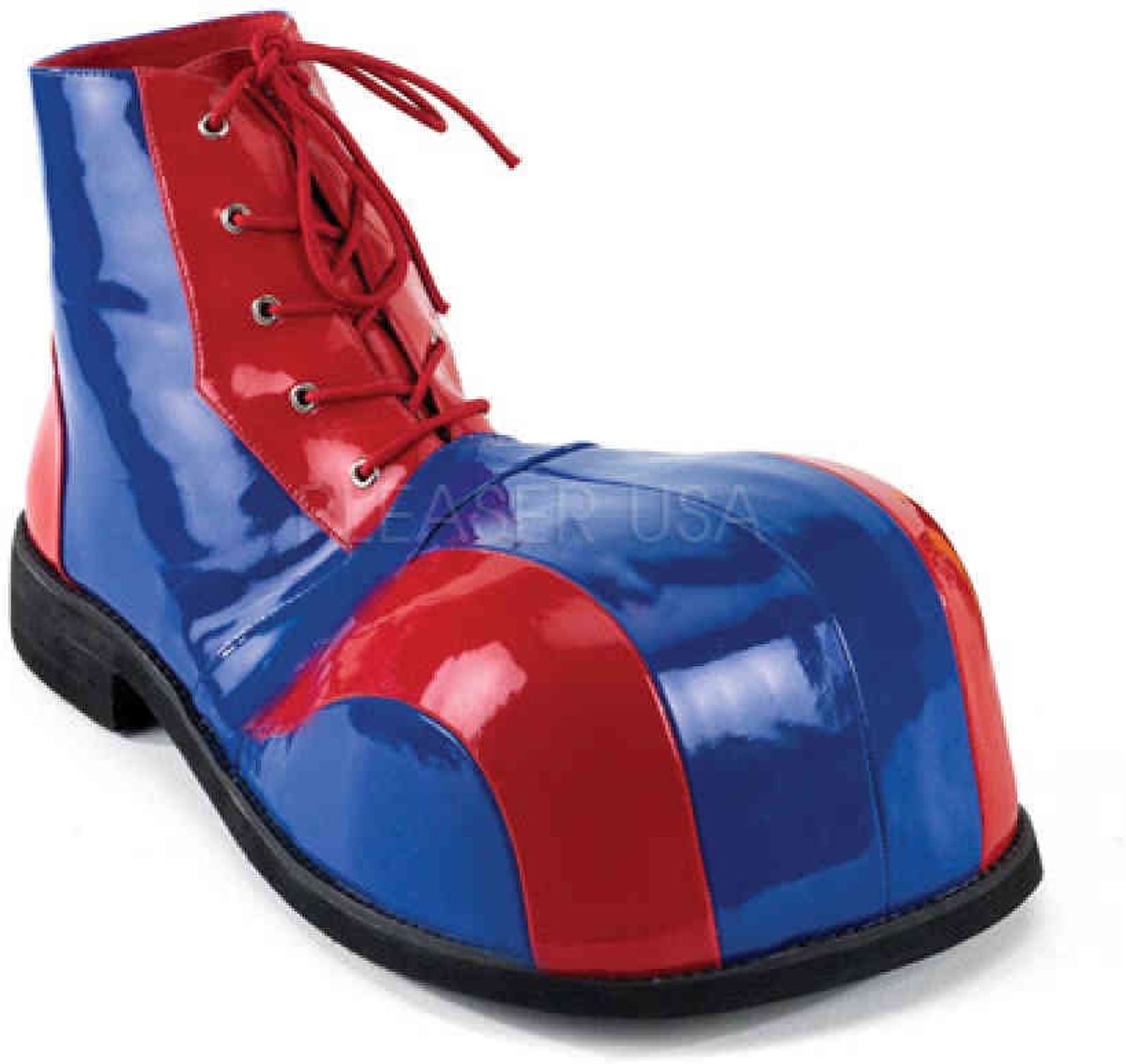 One Size | CLOWN-05 | Adult Red-Blue Pat Bump Toe Clown Shoe